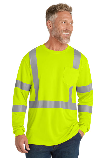 CornerStone ANSI 107 Class 3 Mesh Long Sleeve Tee - Safety Yellow - front