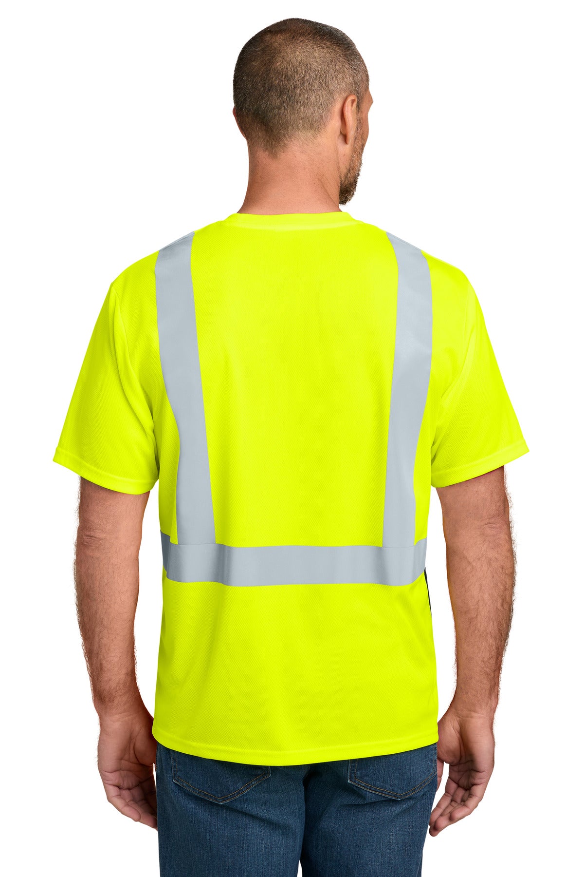 CornerStone ANSI 107 Class 2 Short Sleeve Mesh Blocked Tee - Safety Yellow/ Black - back