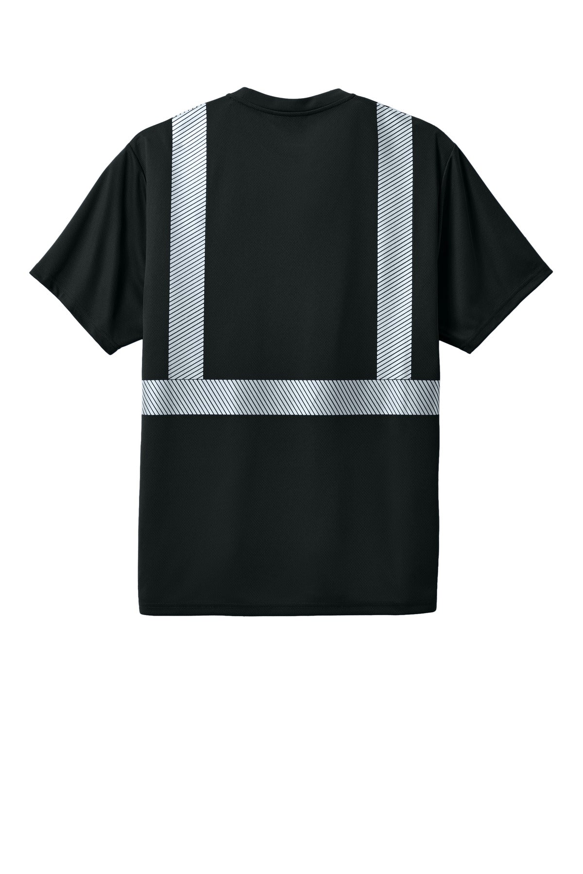 CornerStone Enhanced Visibility Segmented Tape Tee - Black - flat back
