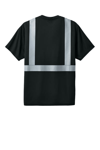 CornerStone Enhanced Visibility Segmented Tape Tee - Black - flat back
