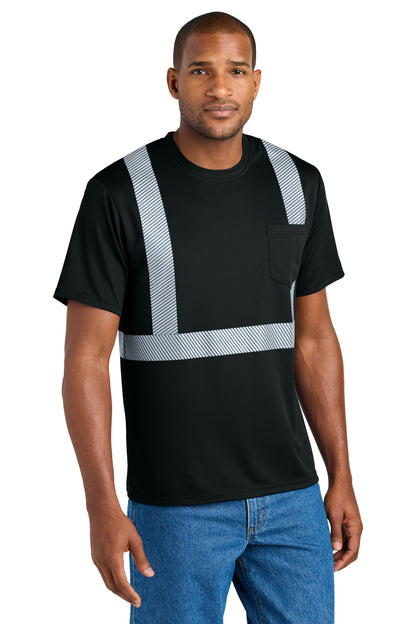 CornerStone Enhanced Visibility Segmented Tape Tee - Black - front