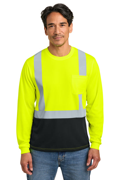 CornerStone ANSI 107 Class 2 Long Sleeve Mesh Blocked Tee - Safety Yellow/ Black - front