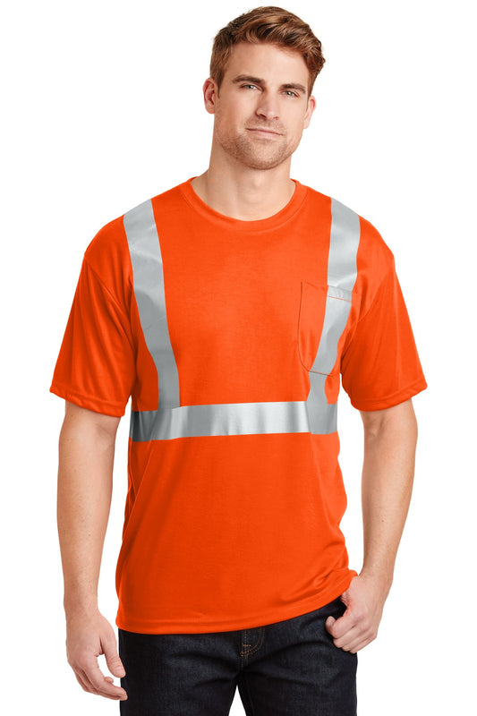 CornerStone ANSI 107 Class 2 Safety T-Shirt - Safety Orange/ Reflective - front