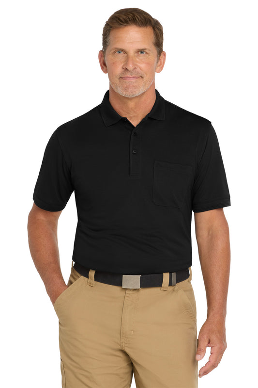 CornerStone Industrial Snag-Proof Pique Pocket Polo - Black - front