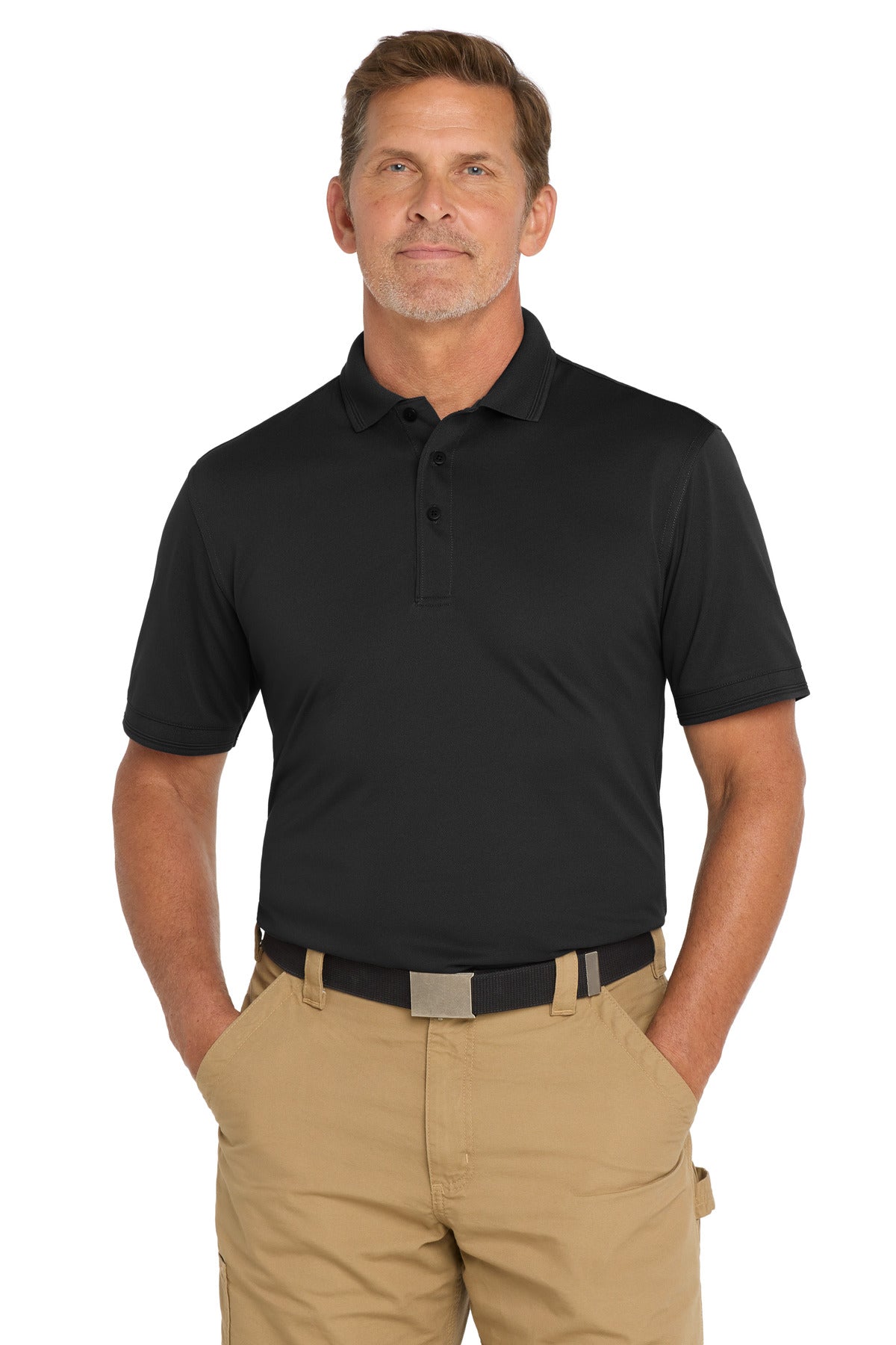 CornerStone Industrial Snag-Proof Pique Polo - Black - front