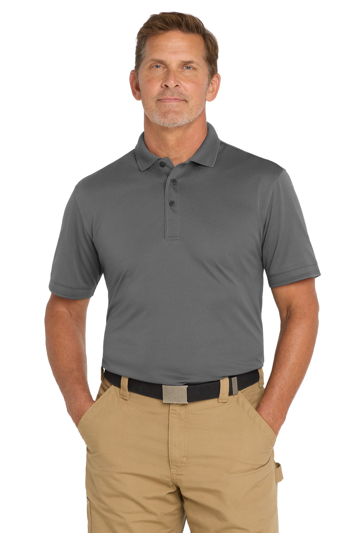 CornerStone Industrial Snag-Proof Pique Polo - Charcoal - front