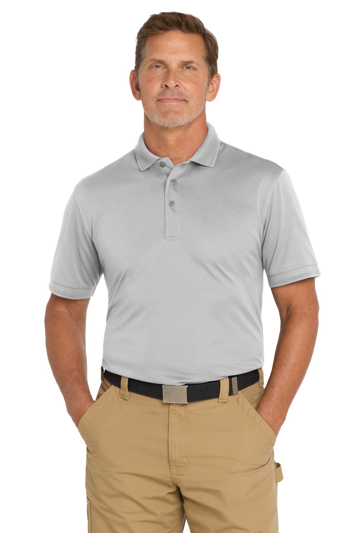 CornerStone Industrial Snag-Proof Pique Polo - Light Grey - front
