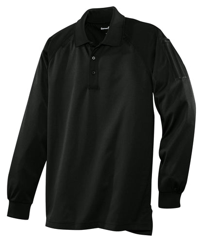 CornerStone Select Long Sleeve Snag-Proof Tactical Polo - Black - flat front