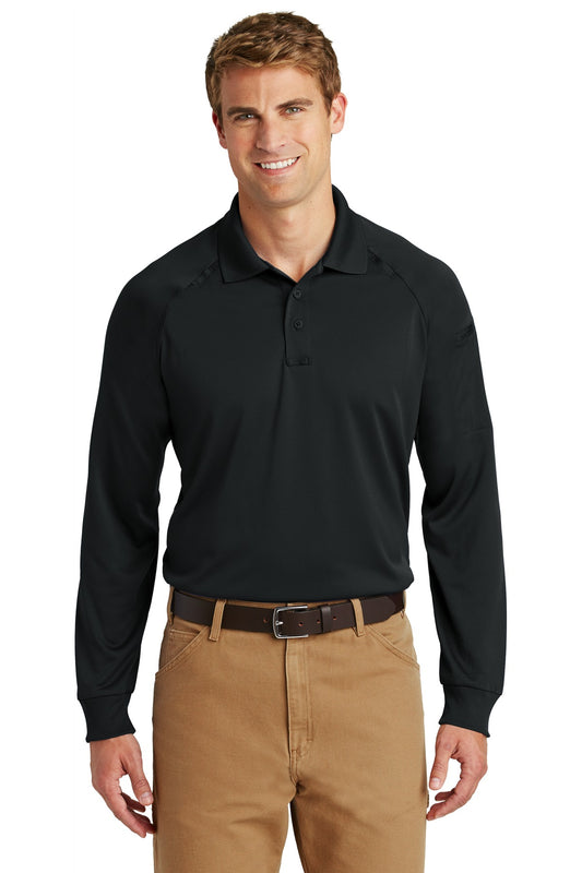 CornerStone Select Long Sleeve Snag-Proof Tactical Polo - Black - front
