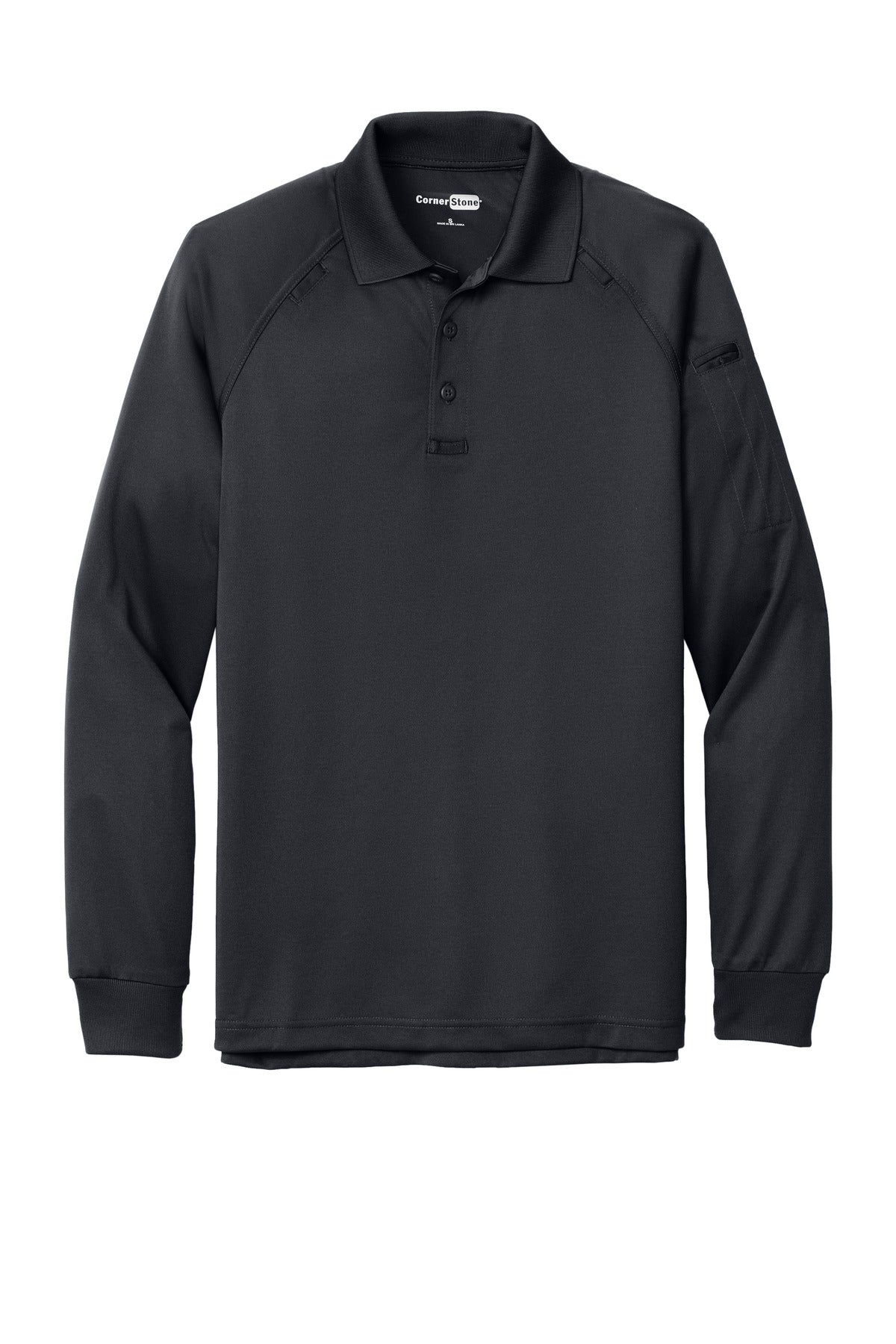 CornerStone Select Long Sleeve Snag-Proof Tactical Polo - Charcoal - flat front