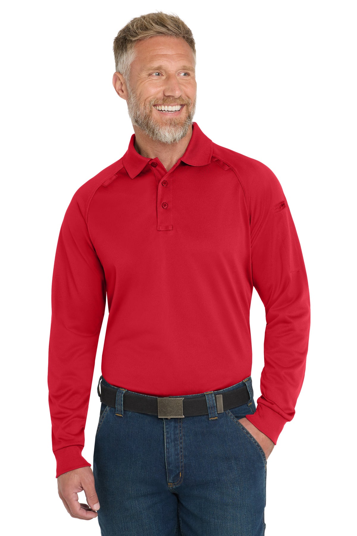 CornerStone Select Long Sleeve Snag-Proof Tactical Polo - Red - front