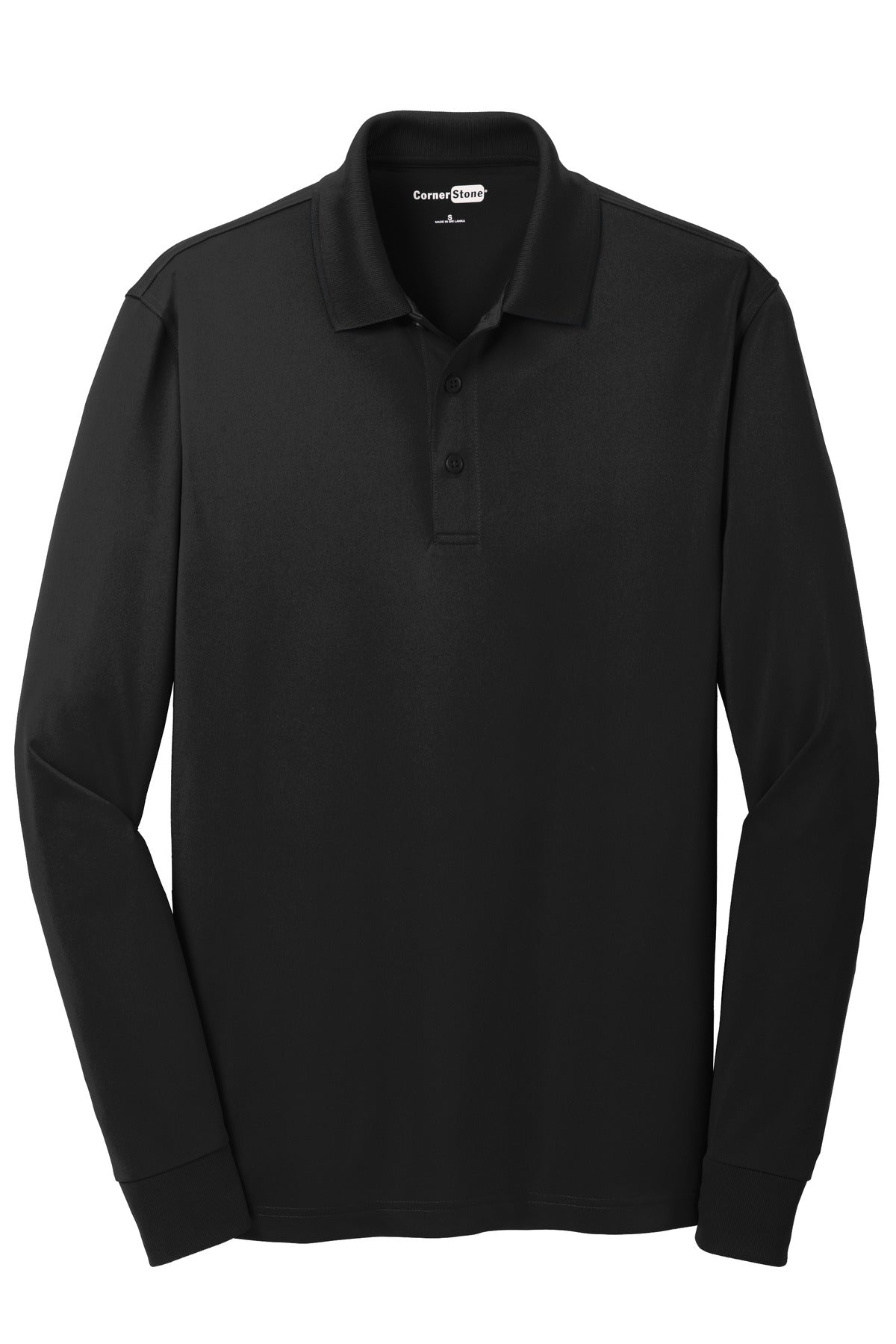 CornerStone Select Snag-Proof Long Sleeve Polo - Black - flat front