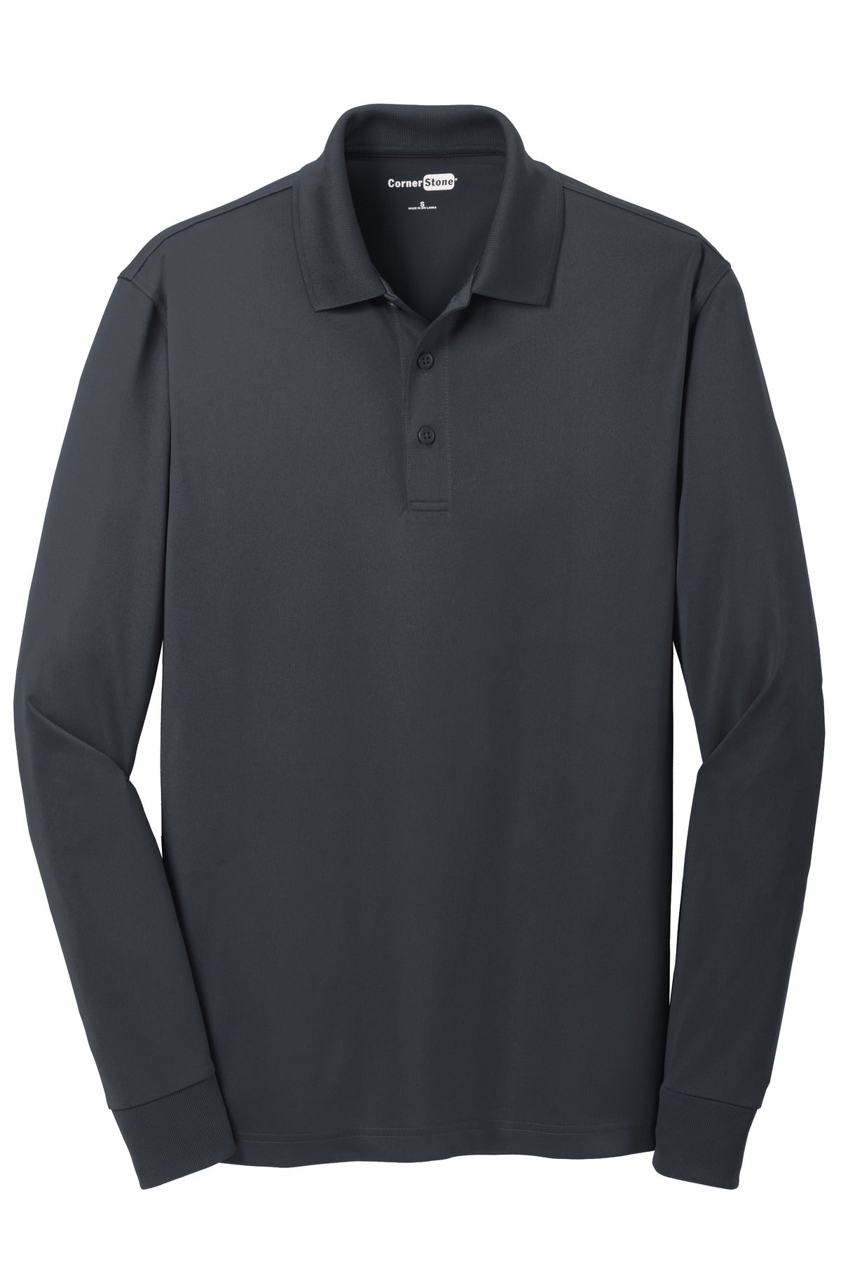 CornerStone Select Snag-Proof Long Sleeve Polo - Charcoal - flat front
