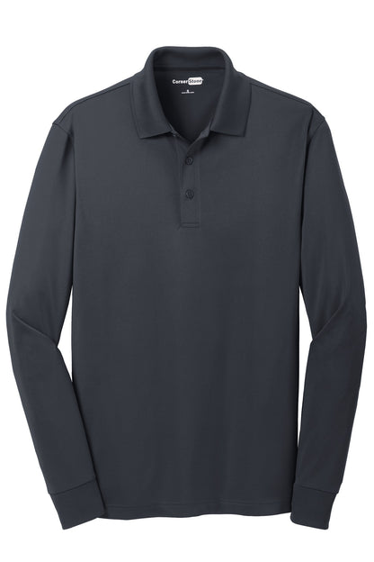 CornerStone Select Snag-Proof Long Sleeve Polo - Charcoal - flat front
