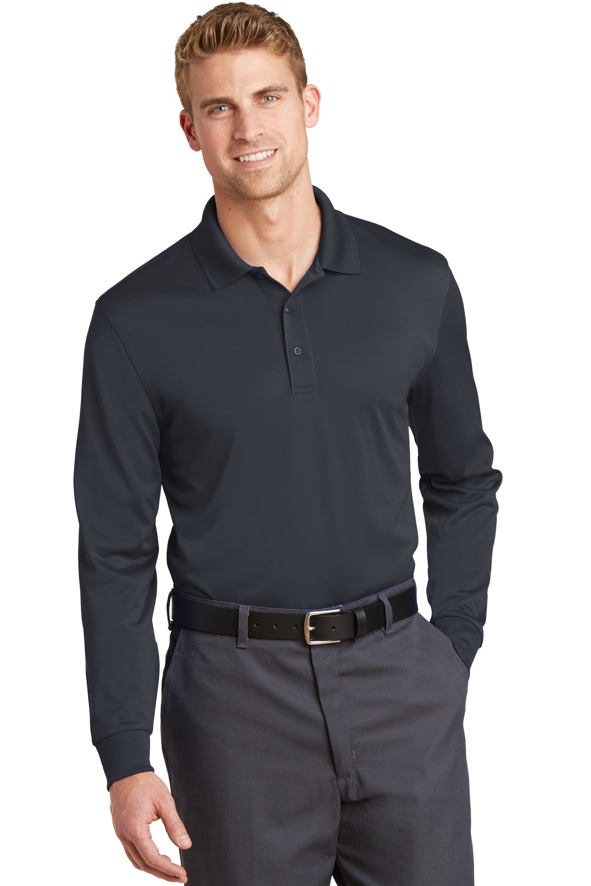 CornerStone Select Snag-Proof Long Sleeve Polo - Charcoal - front