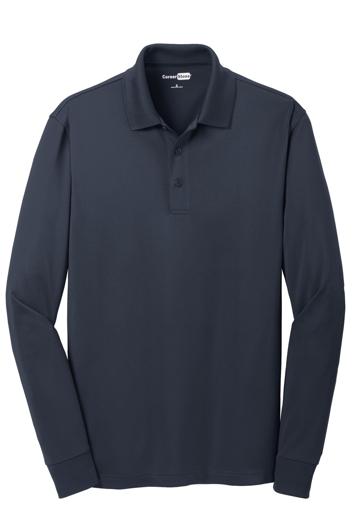 CornerStone Select Snag-Proof Long Sleeve Polo - Dark Navy - flat front