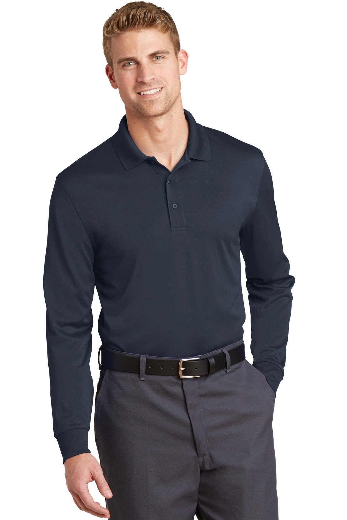 CornerStone Select Snag-Proof Long Sleeve Polo - Dark Navy - front