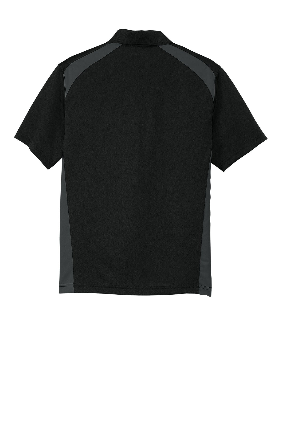 CornerStone Select Snag-Proof Two Way Colorblock Pocket Polo - Black/ Charcoal - flat back
