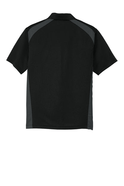 CornerStone Select Snag-Proof Two Way Colorblock Pocket Polo - Black/ Charcoal - flat back