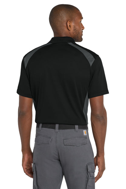 CornerStone Select Snag-Proof Two Way Colorblock Pocket Polo - Black/ Charcoal - back