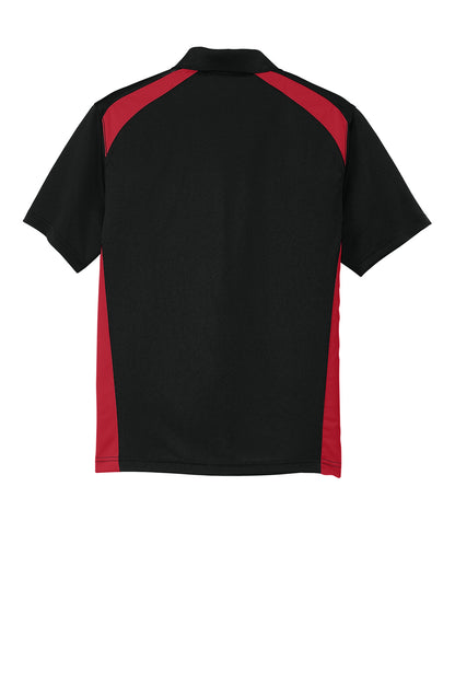 CornerStone Select Snag-Proof Two Way Colorblock Pocket Polo - Black/ Red - flat back