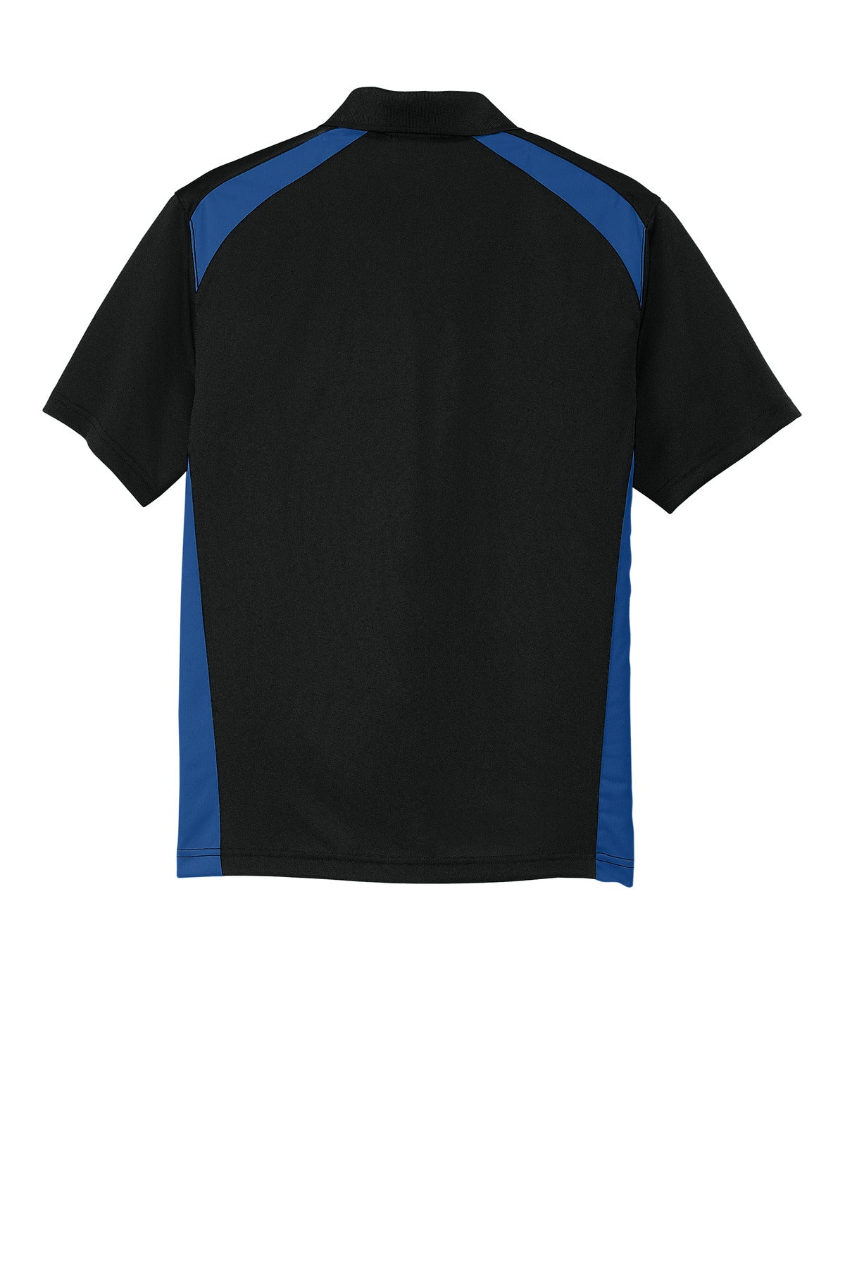 CornerStone Select Snag-Proof Two Way Colorblock Pocket Polo - Black/ Royal - flat back