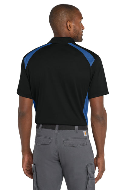 CornerStone Select Snag-Proof Two Way Colorblock Pocket Polo - Black/ Royal - back