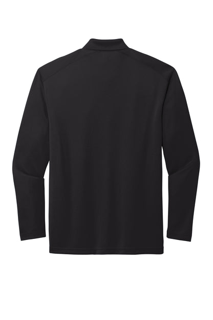 CornerStone Select Lightweight Snag-Proof Long Sleeve Polo - Black - flat back