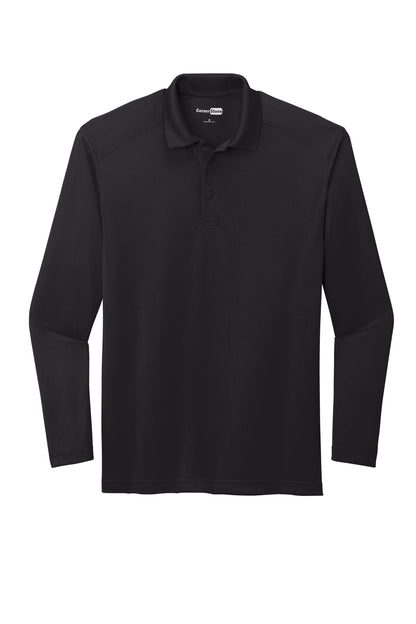 CornerStone Select Lightweight Snag-Proof Long Sleeve Polo - Black - flat front