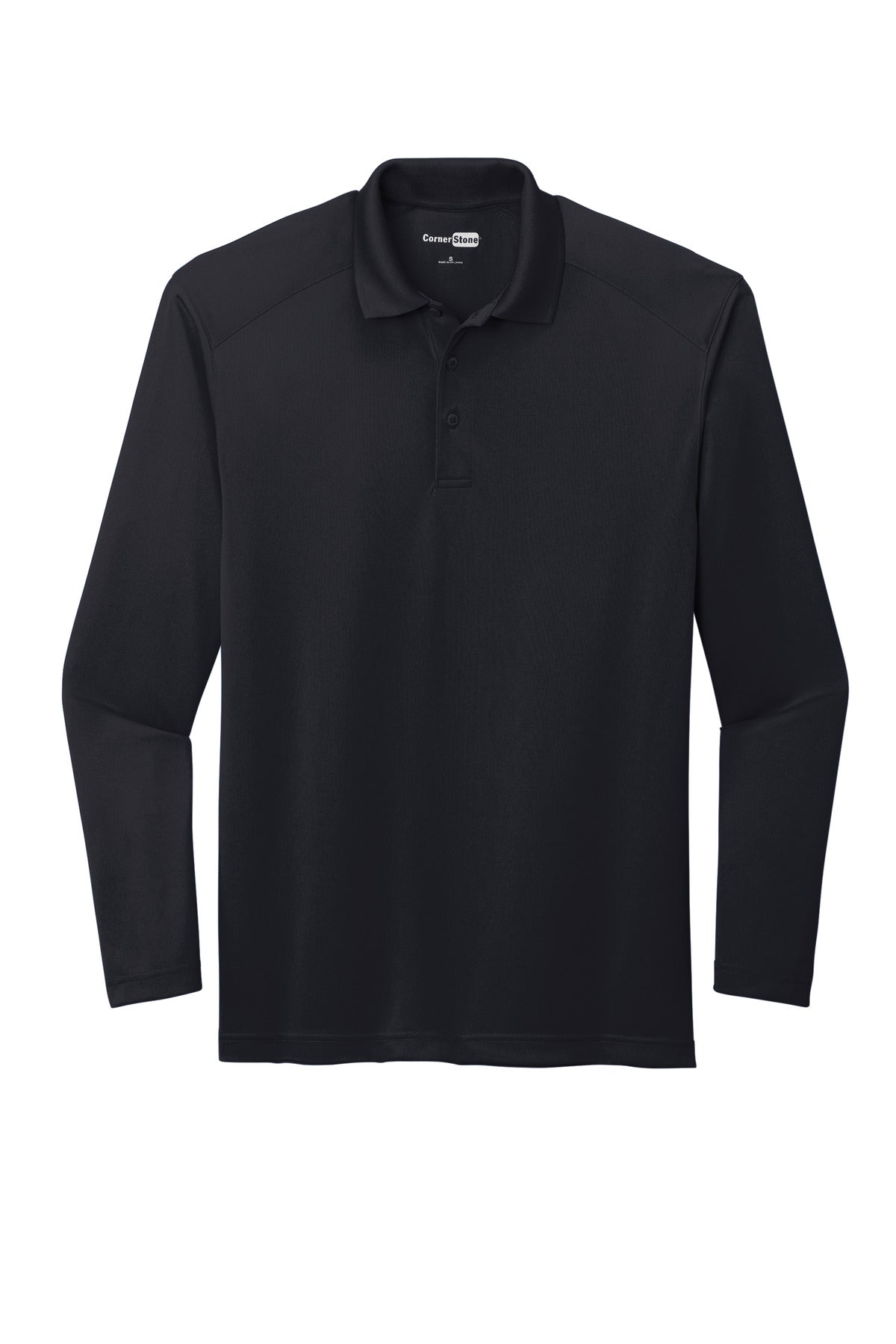 CornerStone Select Lightweight Snag-Proof Long Sleeve Polo - Dark Navy - flat front