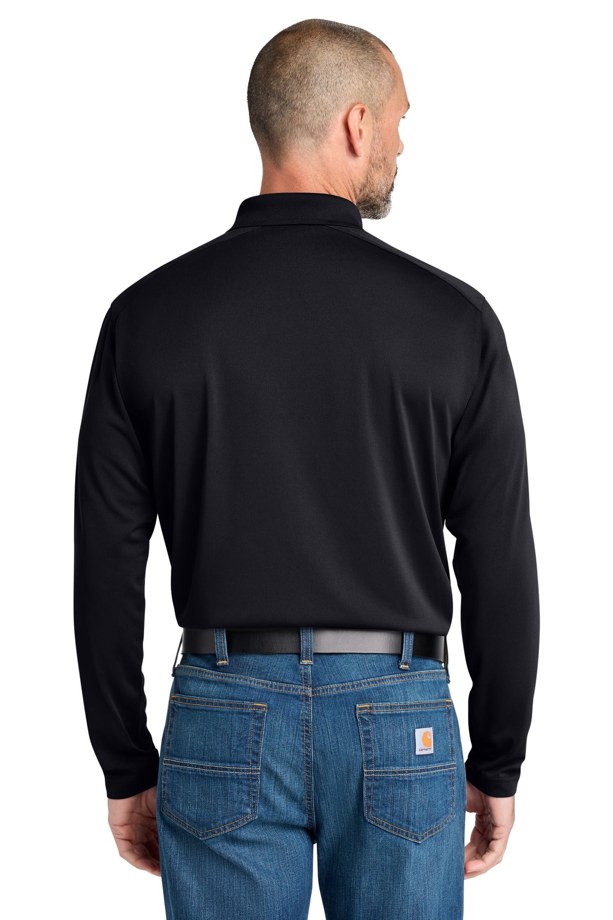 CornerStone Select Lightweight Snag-Proof Long Sleeve Polo - Dark Navy - back