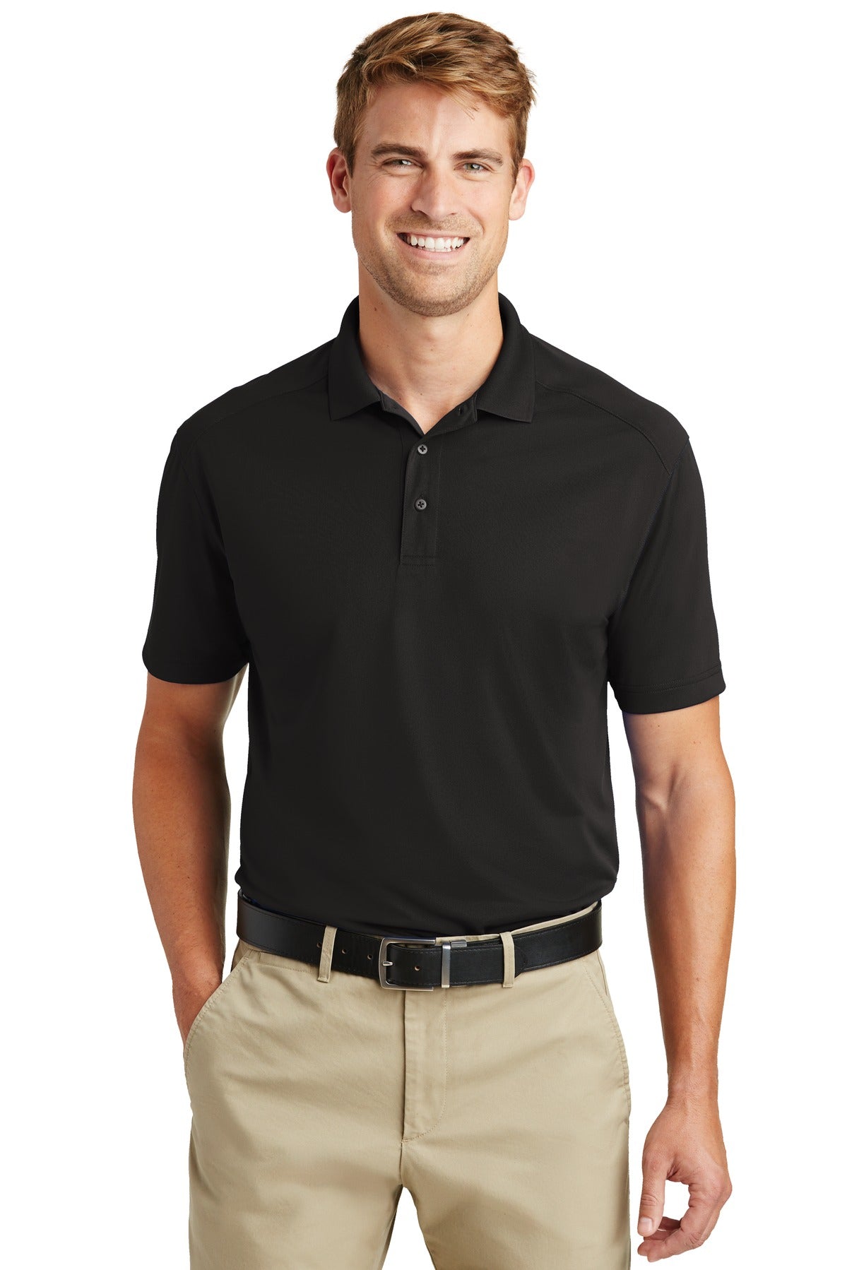 CornerStone Select Lightweight Snag-Proof Polo - Black - front