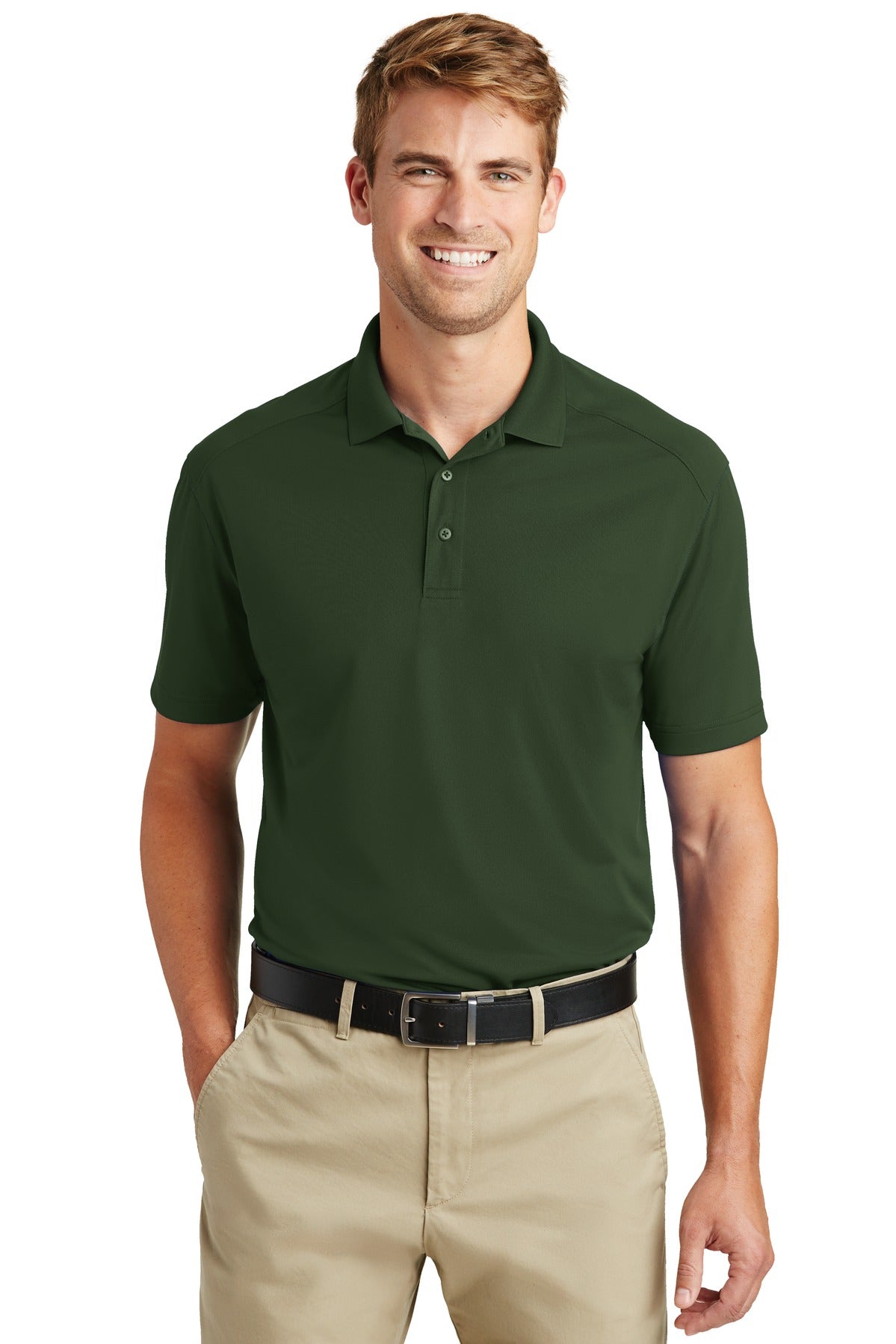 CornerStone Select Lightweight Snag-Proof Polo - Dark Green - front