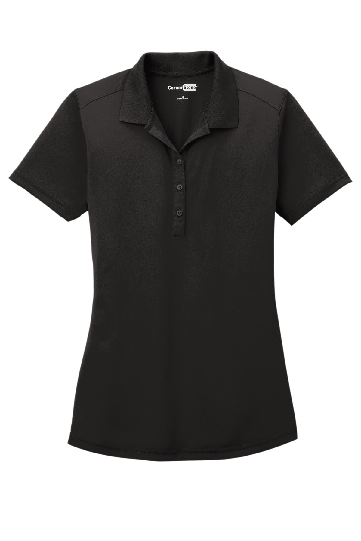 CornerStone Women's Select Lightweight Snag-Proof Polo - Black - flat front
