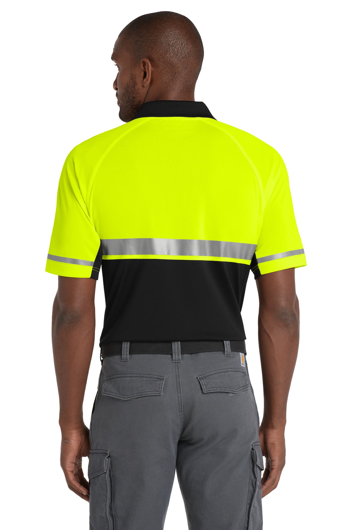 CornerStone Select Lightweight Snag-Proof Enhanced Visibility Polo - Safety Yellow/ Black - back