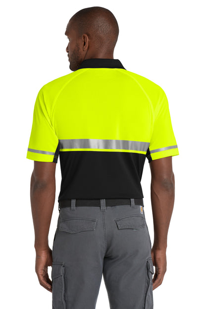 CornerStone Select Lightweight Snag-Proof Enhanced Visibility Polo - Safety Yellow/ Black - back