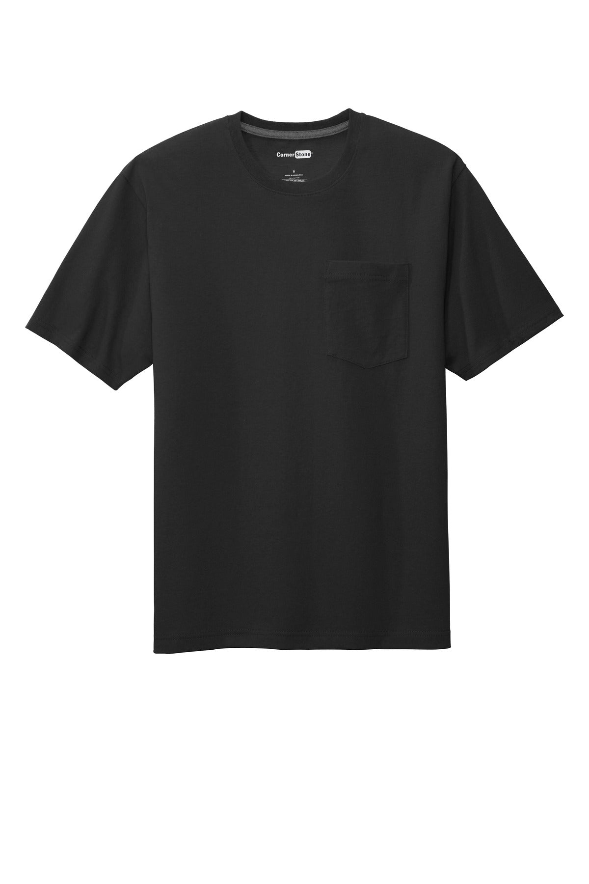 CornerStone Workwear Pocket Tee - Black - flat front