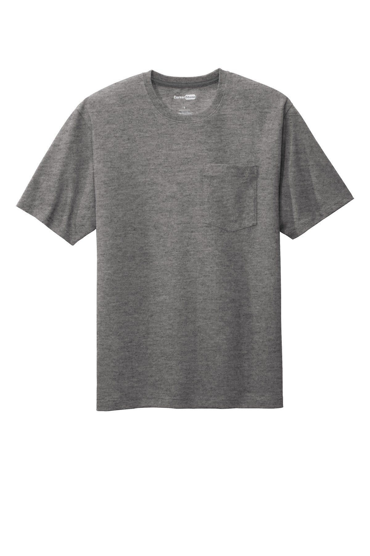 CornerStone Workwear Pocket Tee - Heathered Charcoal - flat front