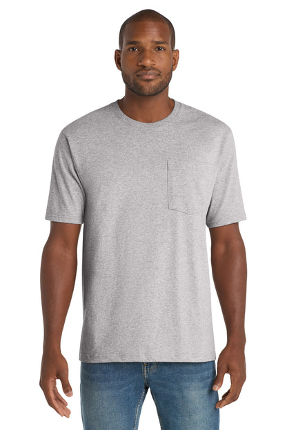 CornerStone Workwear Pocket Tee - Heather Grey - front