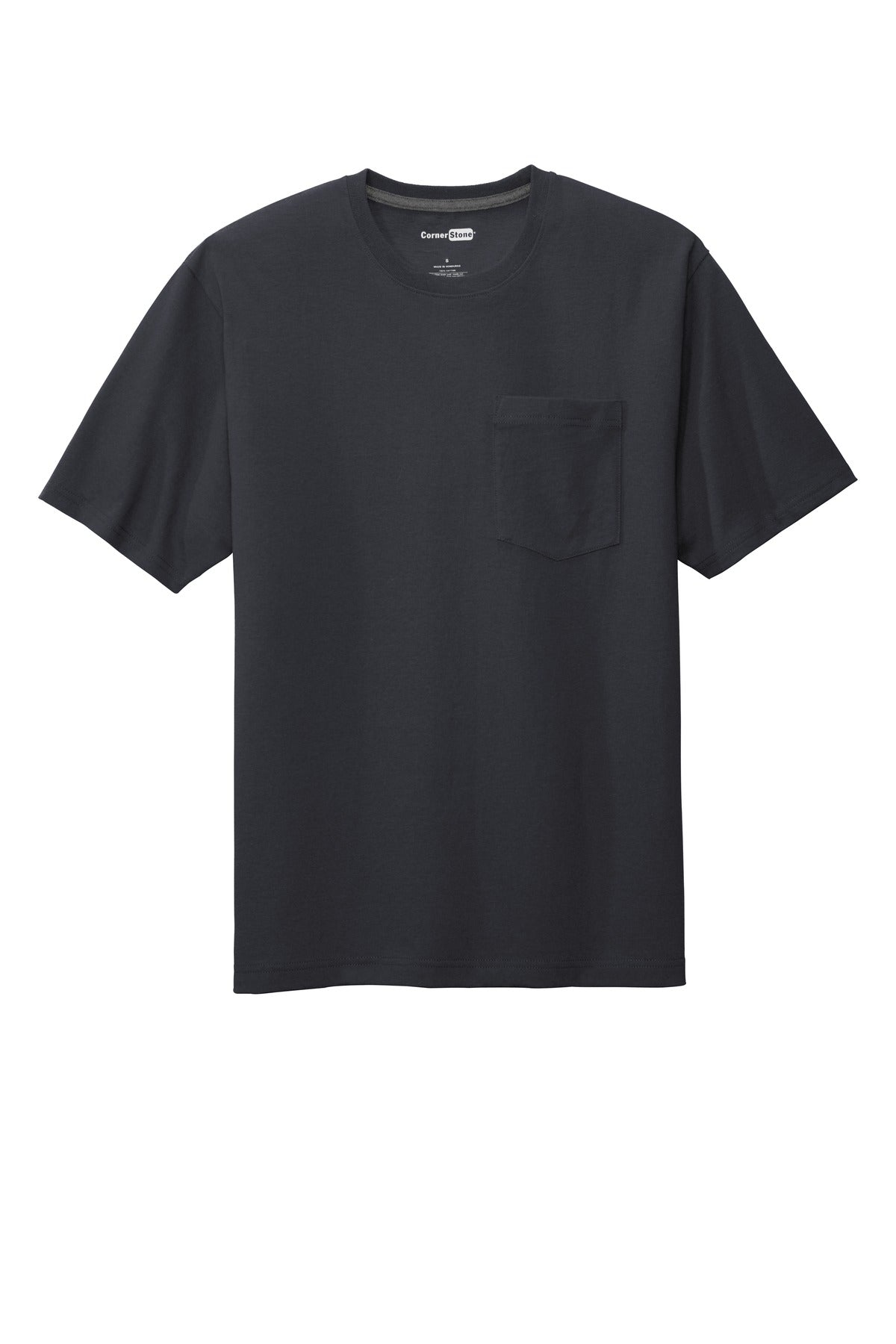 CornerStone Workwear Pocket Tee - Navy Blue - flat front