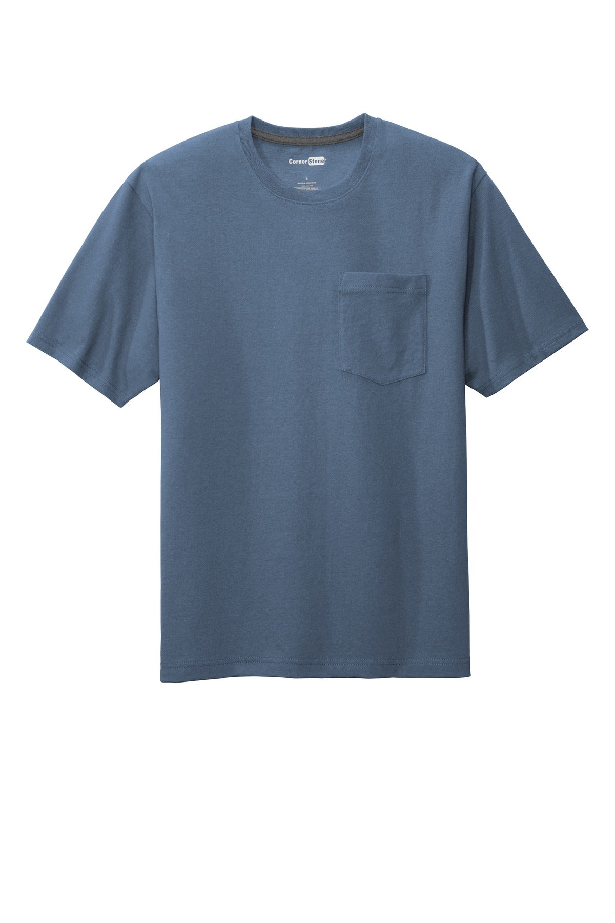 CornerStone Workwear Pocket Tee - Regatta Blue - flat front