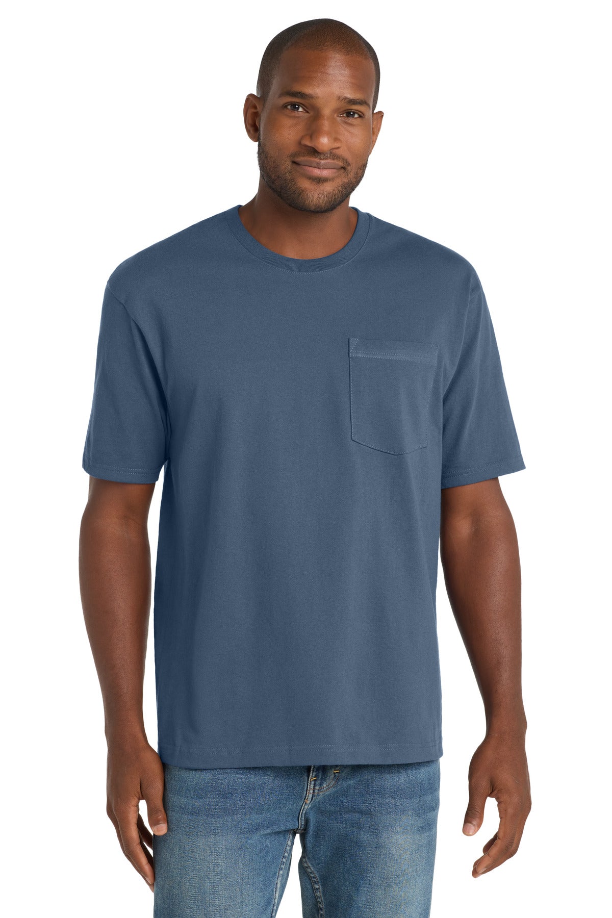 CornerStone Workwear Pocket Tee - Regatta Blue - front