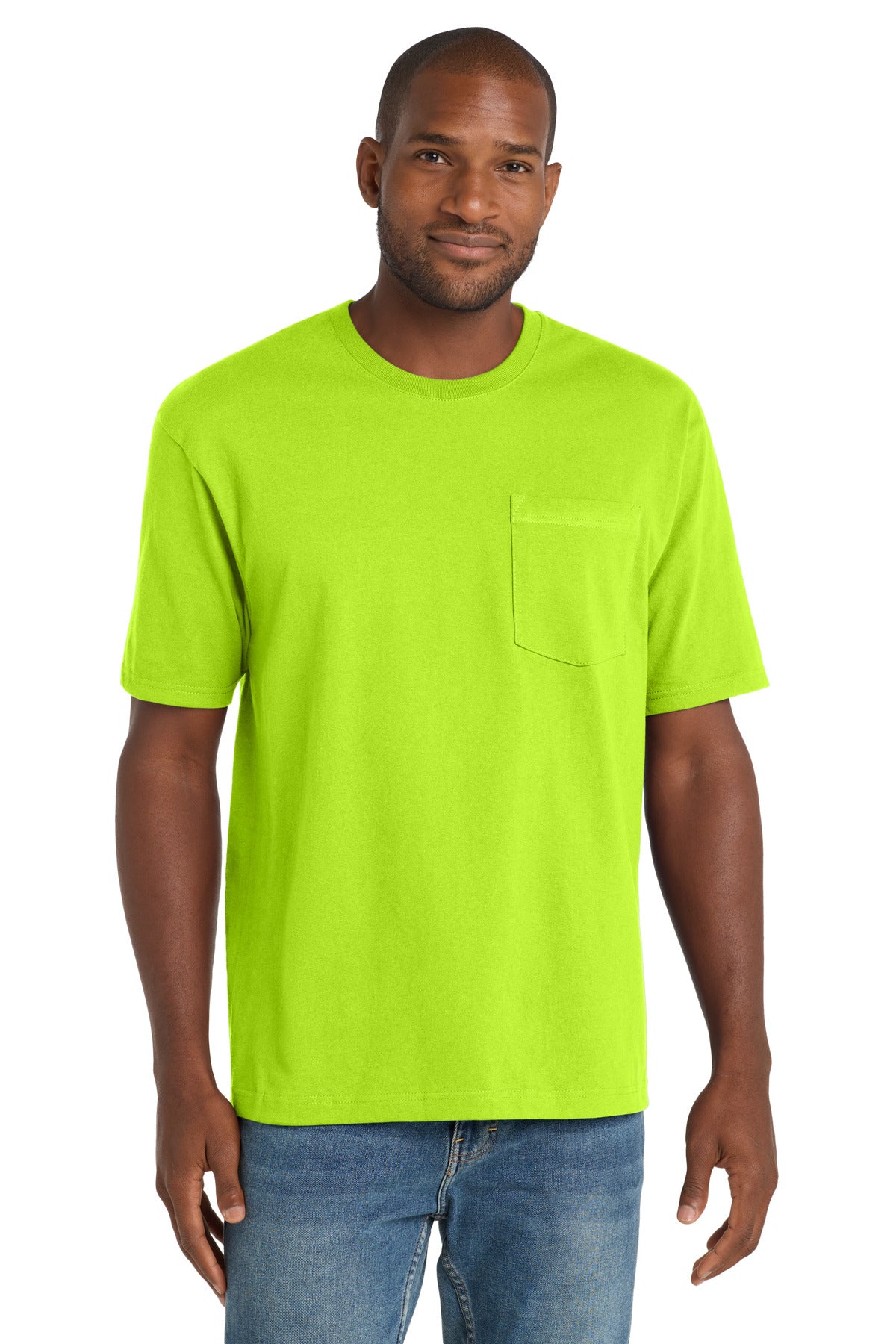 CornerStone Workwear Pocket Tee - Safety Green - front