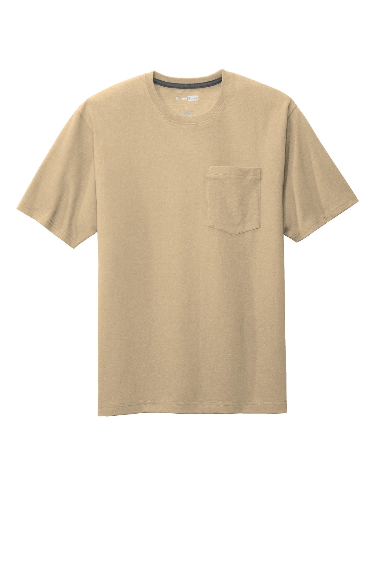 CornerStone Workwear Pocket Tee - Tan - flat front