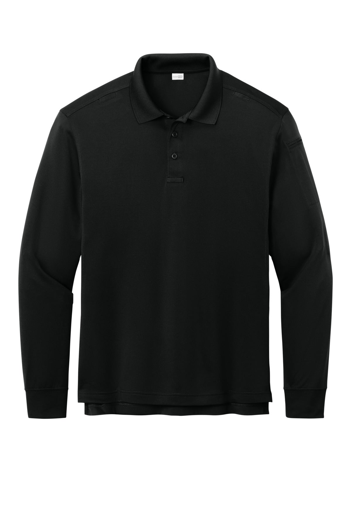 CornerStone Workwear Pro Tactical Long Sleeve Polo - Black - flat front