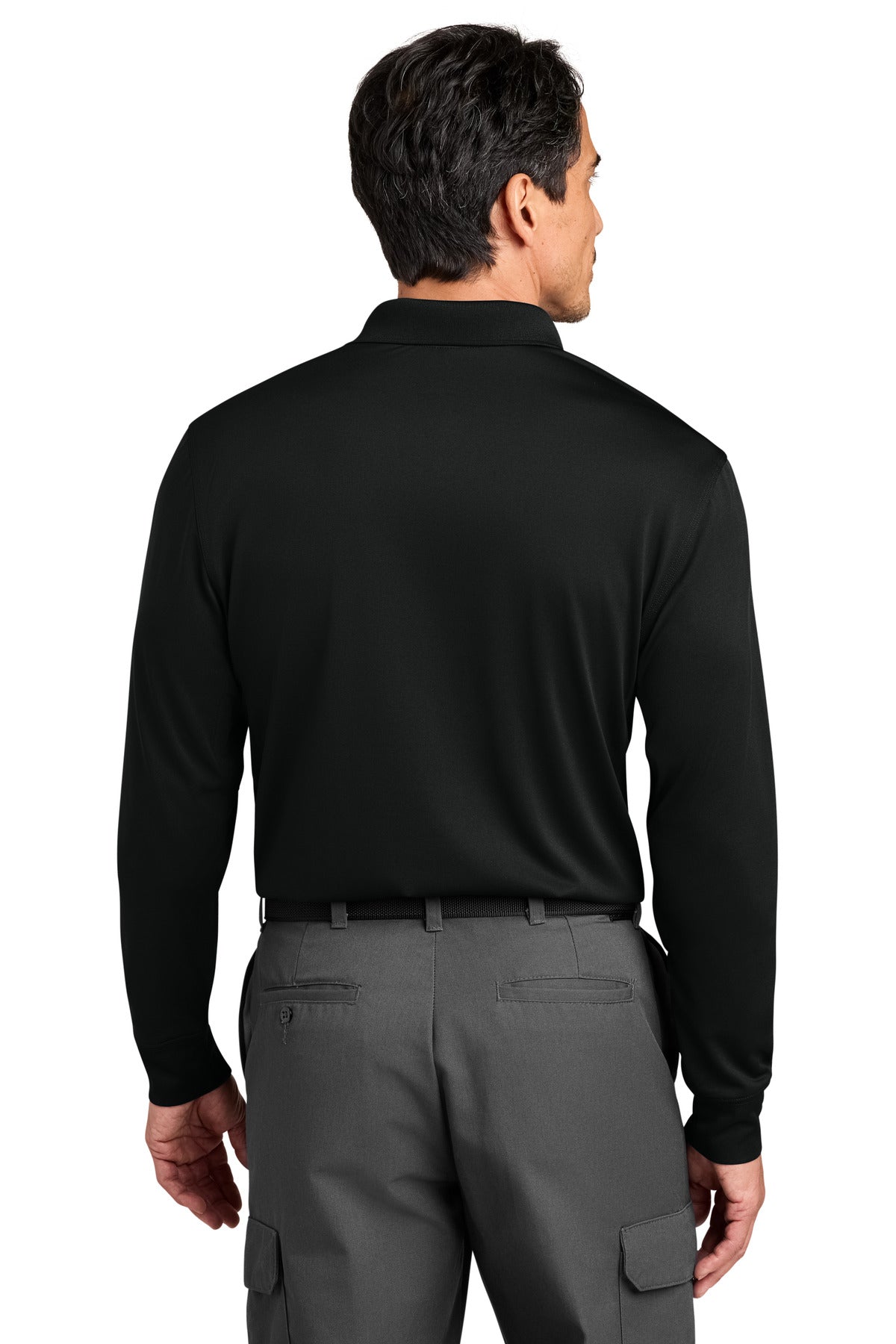 CornerStone Workwear Pro Tactical Long Sleeve Polo - Black - back
