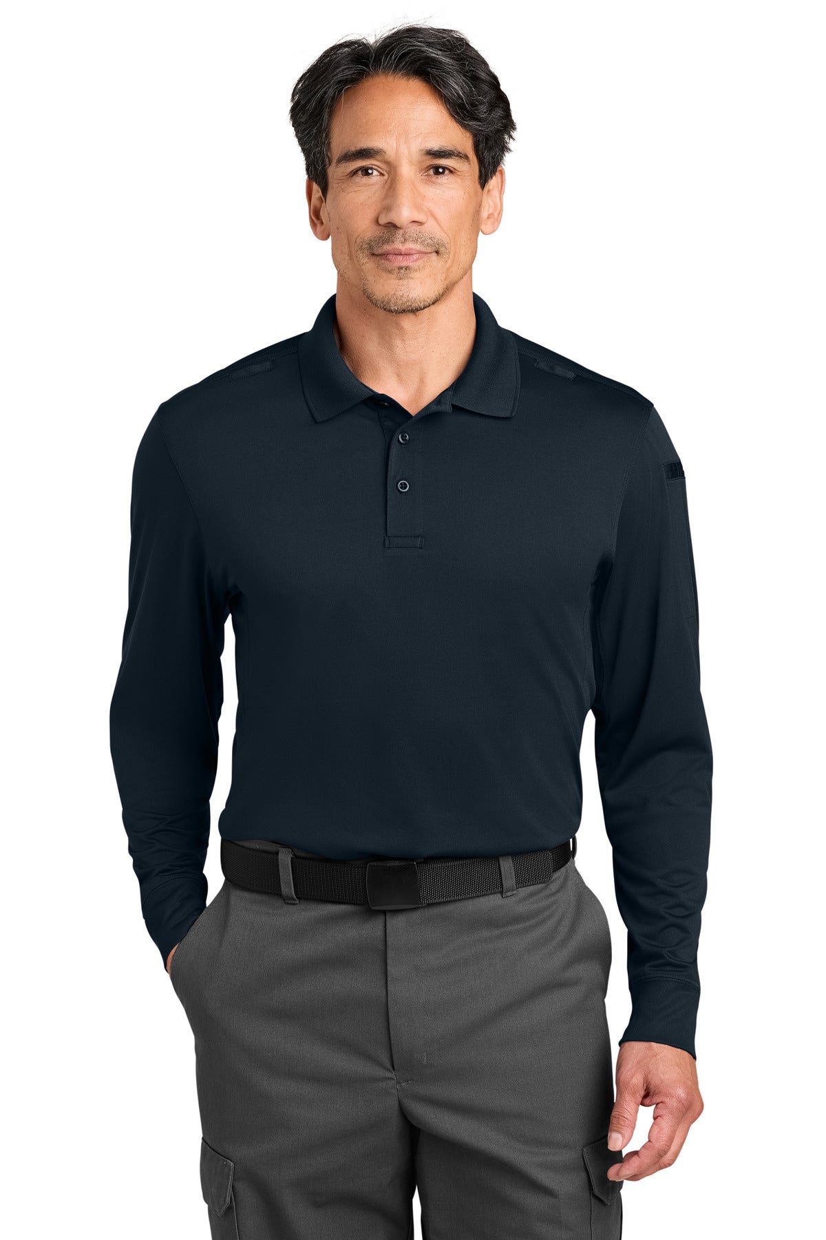 CornerStone Workwear Pro Tactical Long Sleeve Polo - Dark Navy - front