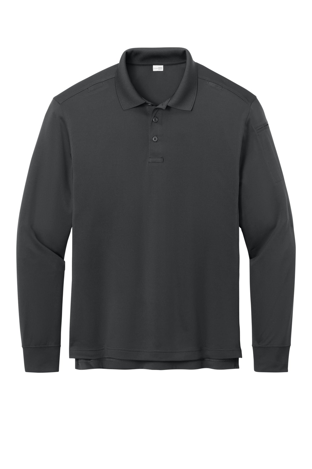 CornerStone Workwear Pro Tactical Long Sleeve Polo - Echo Steel - flat front