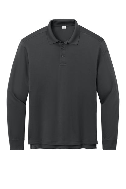 CornerStone Workwear Pro Tactical Long Sleeve Polo - Echo Steel - flat front