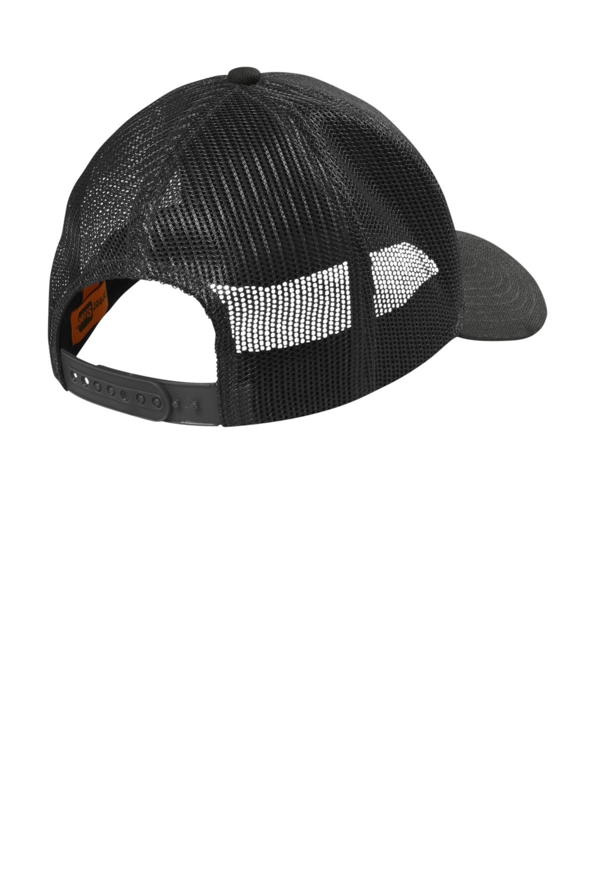 CornerStone Canvas Mesh Back Cap - Black - flat back